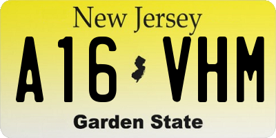 NJ license plate A16VHM