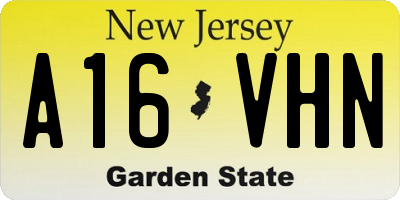 NJ license plate A16VHN