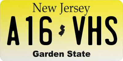 NJ license plate A16VHS