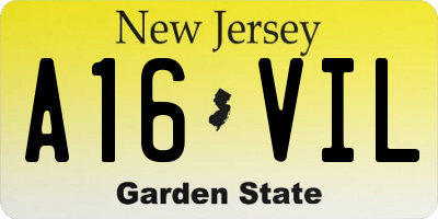 NJ license plate A16VIL
