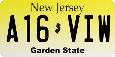 NJ license plate A16VIW