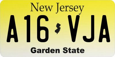NJ license plate A16VJA
