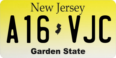 NJ license plate A16VJC