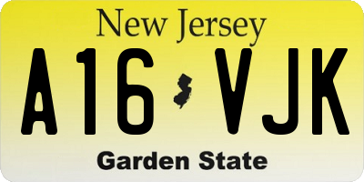 NJ license plate A16VJK