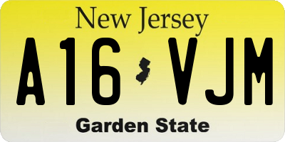 NJ license plate A16VJM