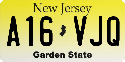 NJ license plate A16VJQ