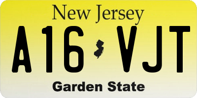 NJ license plate A16VJT
