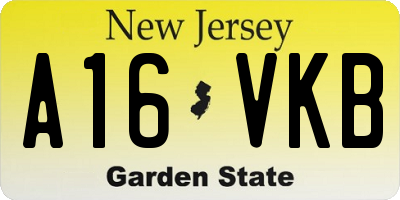 NJ license plate A16VKB