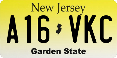 NJ license plate A16VKC