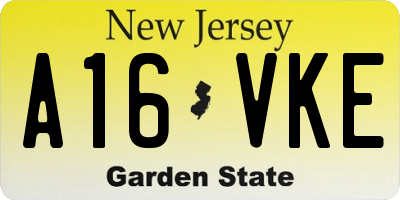 NJ license plate A16VKE