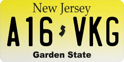 NJ license plate A16VKG