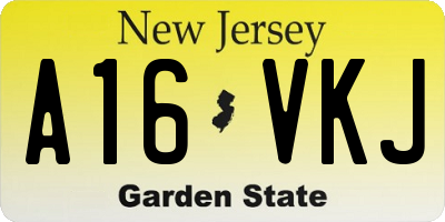 NJ license plate A16VKJ