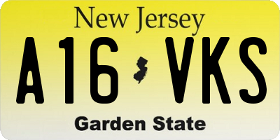 NJ license plate A16VKS