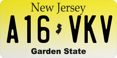NJ license plate A16VKV