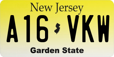 NJ license plate A16VKW