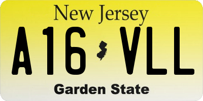 NJ license plate A16VLL