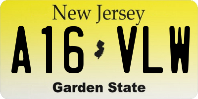 NJ license plate A16VLW