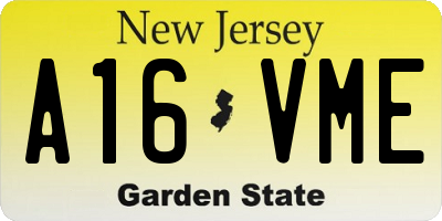 NJ license plate A16VME