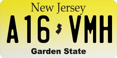 NJ license plate A16VMH