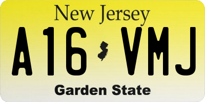 NJ license plate A16VMJ