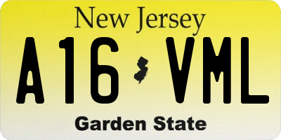 NJ license plate A16VML