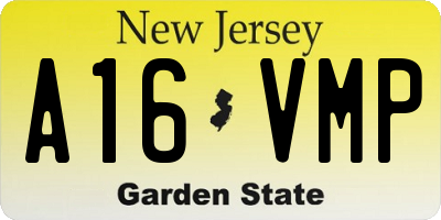 NJ license plate A16VMP