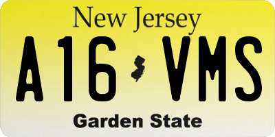 NJ license plate A16VMS