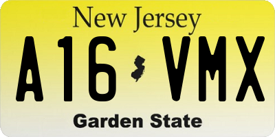 NJ license plate A16VMX