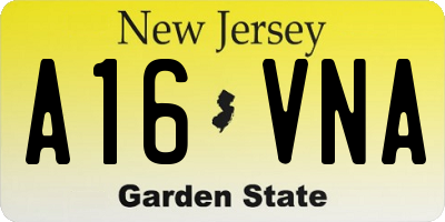 NJ license plate A16VNA