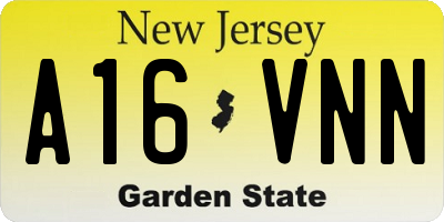 NJ license plate A16VNN