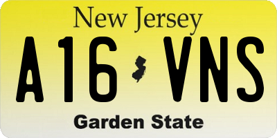 NJ license plate A16VNS