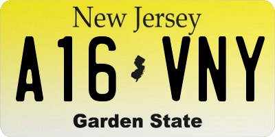NJ license plate A16VNY