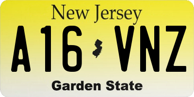 NJ license plate A16VNZ