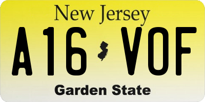 NJ license plate A16VOF