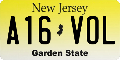 NJ license plate A16VOL
