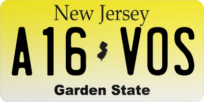 NJ license plate A16VOS
