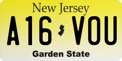 NJ license plate A16VOU