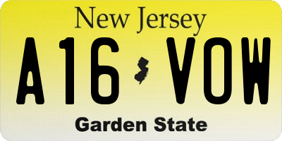 NJ license plate A16VOW