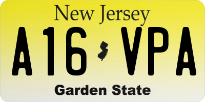 NJ license plate A16VPA