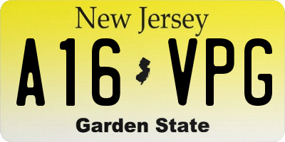 NJ license plate A16VPG