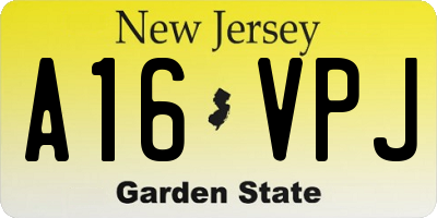 NJ license plate A16VPJ