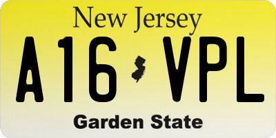 NJ license plate A16VPL