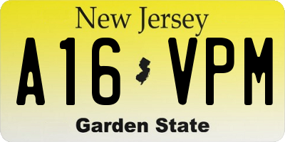 NJ license plate A16VPM