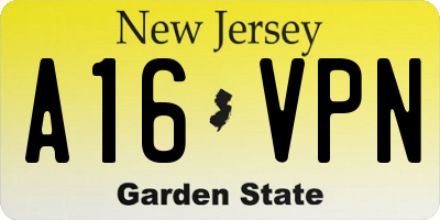 NJ license plate A16VPN