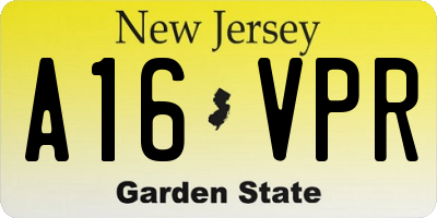 NJ license plate A16VPR
