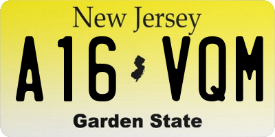 NJ license plate A16VQM