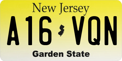 NJ license plate A16VQN
