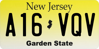 NJ license plate A16VQV