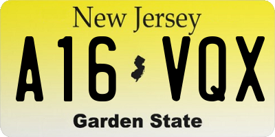 NJ license plate A16VQX