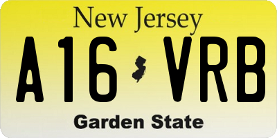 NJ license plate A16VRB